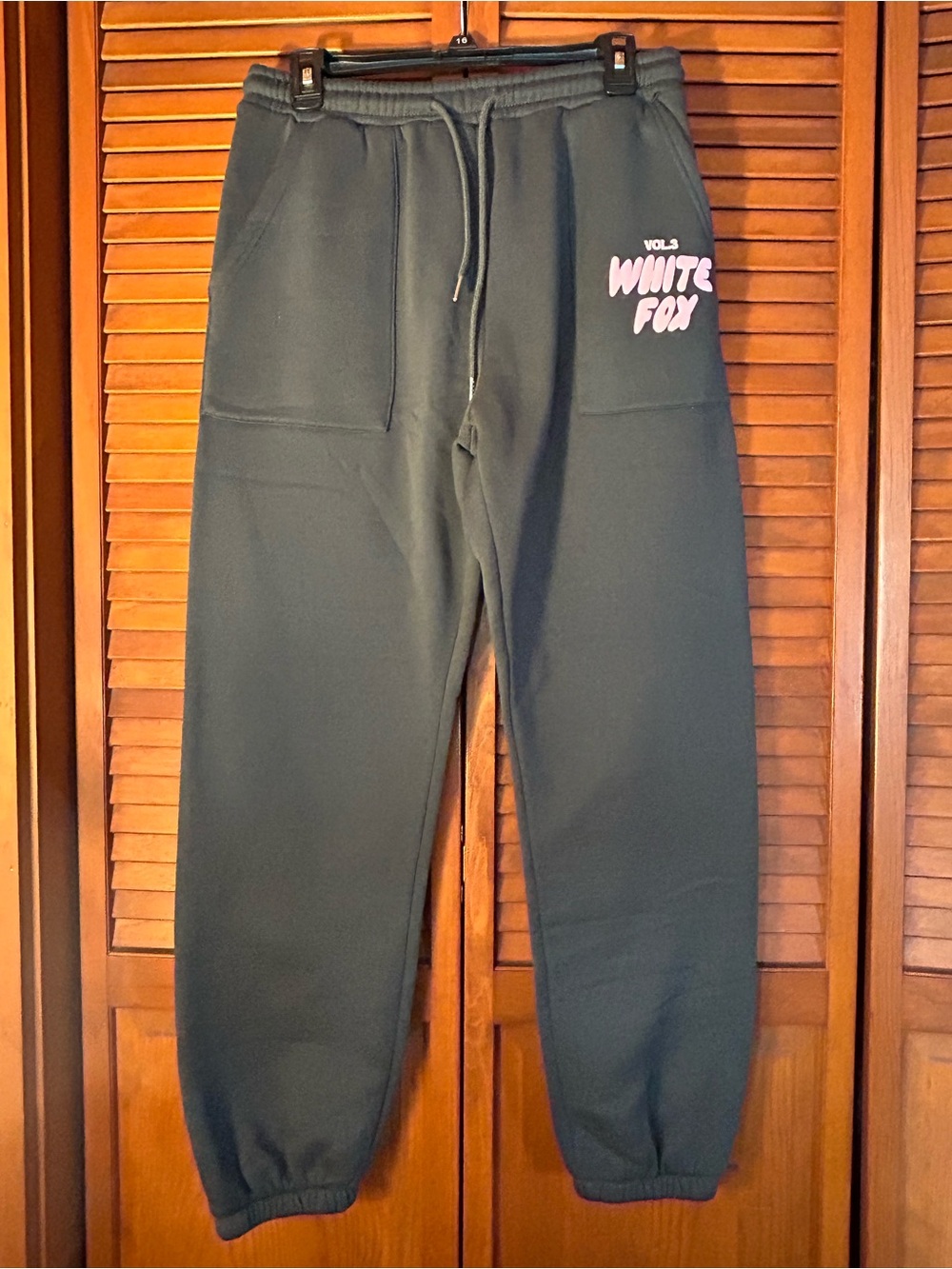 White Fox Joggers with Pink Logo